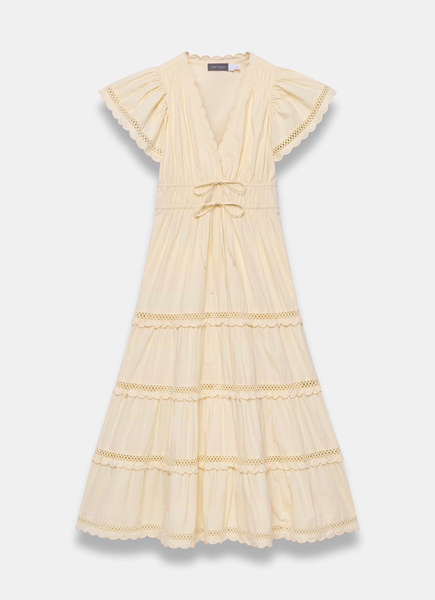 Yellow Cotton Ruffle Maxi Dress