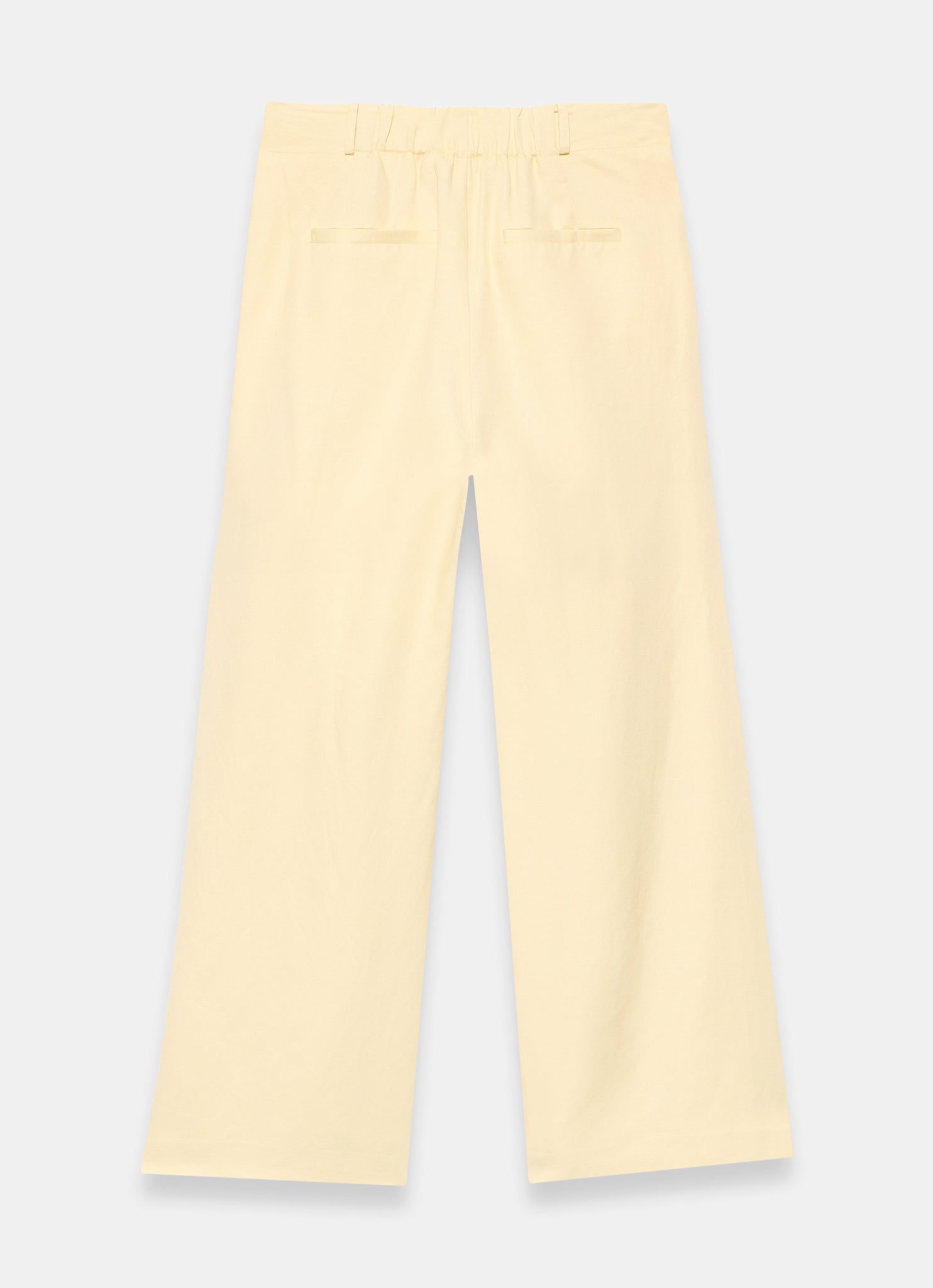 Yellow Linen Blend Pleated Wide Leg Trousers