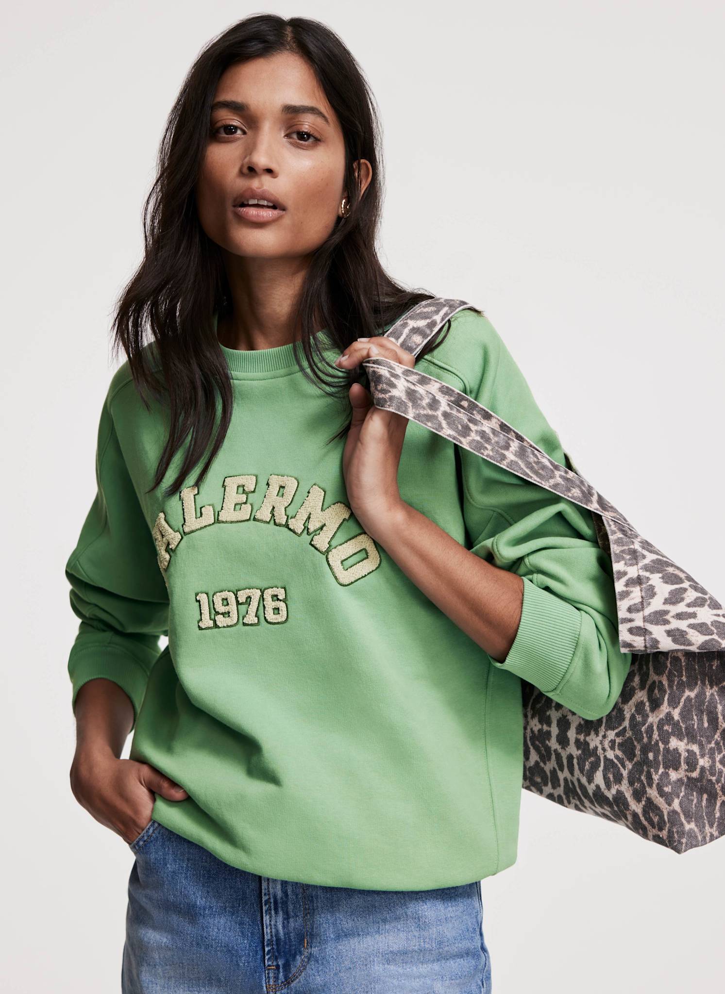 Leopard Print Denim Tote Bag