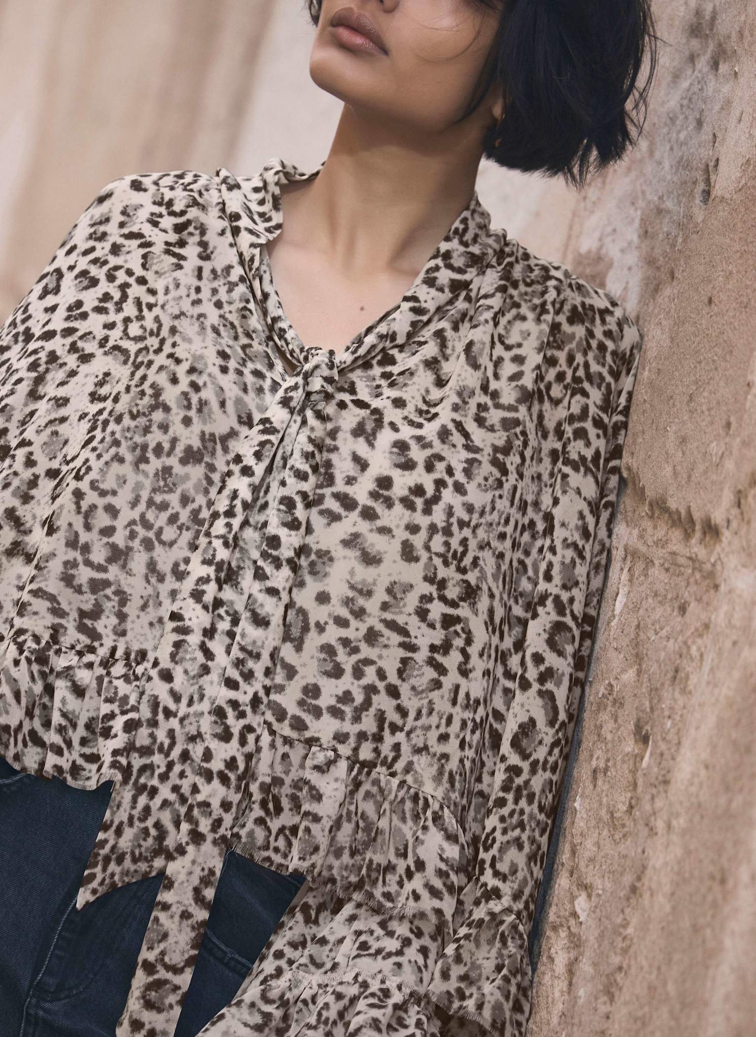 Leopard Print Ruffle Blouse