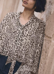 Leopard Print Ruffle Blouse