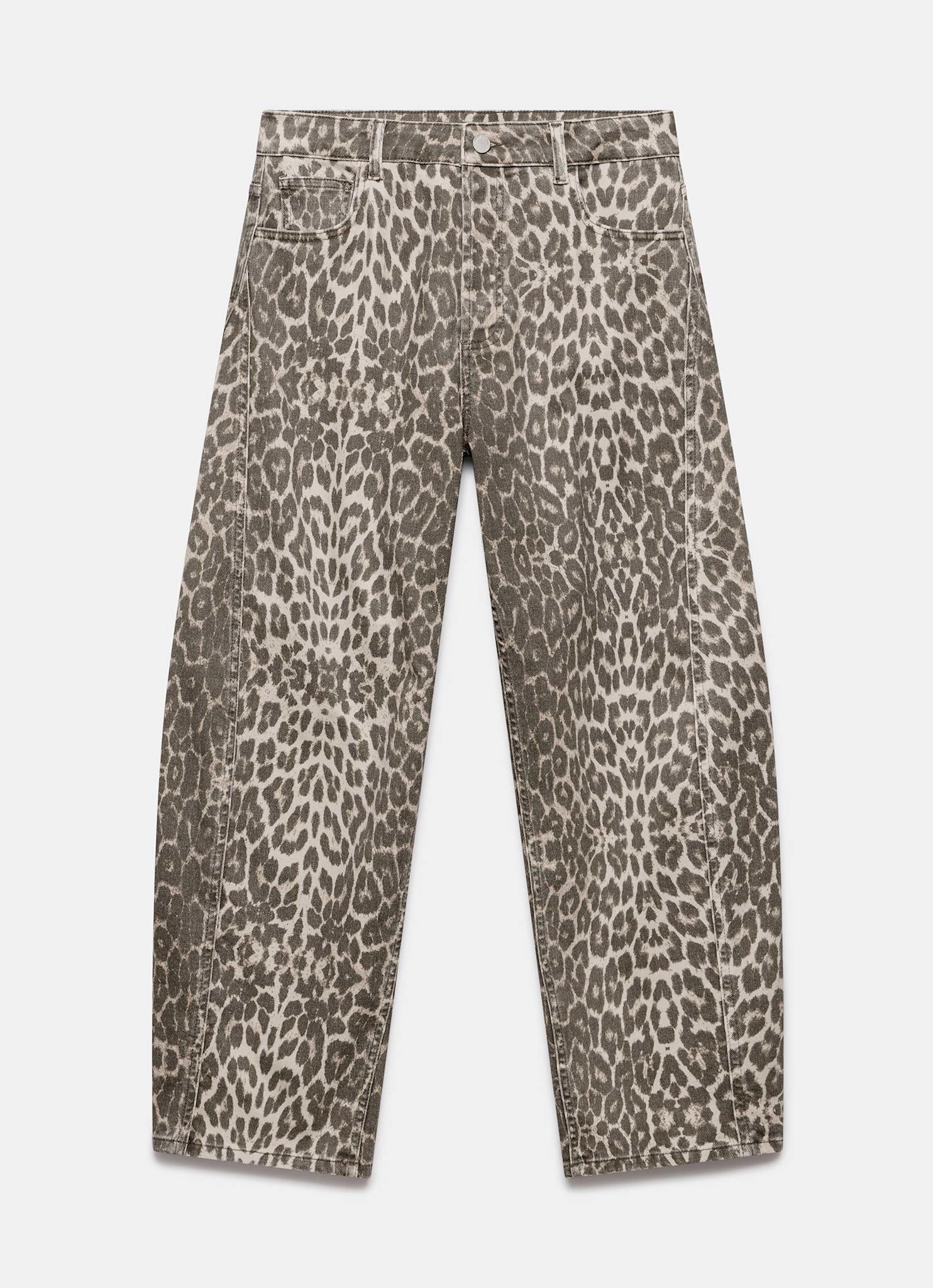 Leopard Print Barrel Leg Jeans