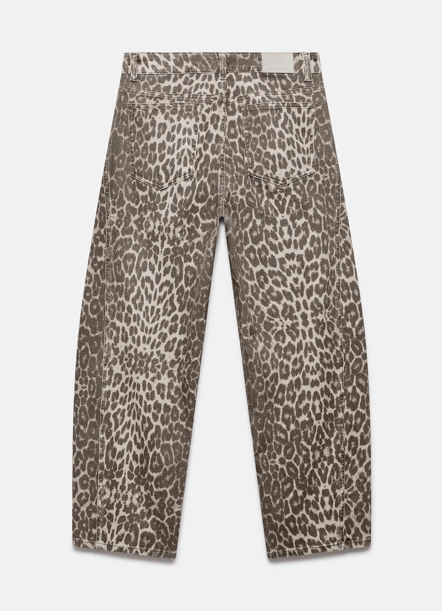 Leopard Print Barrel Leg Jeans