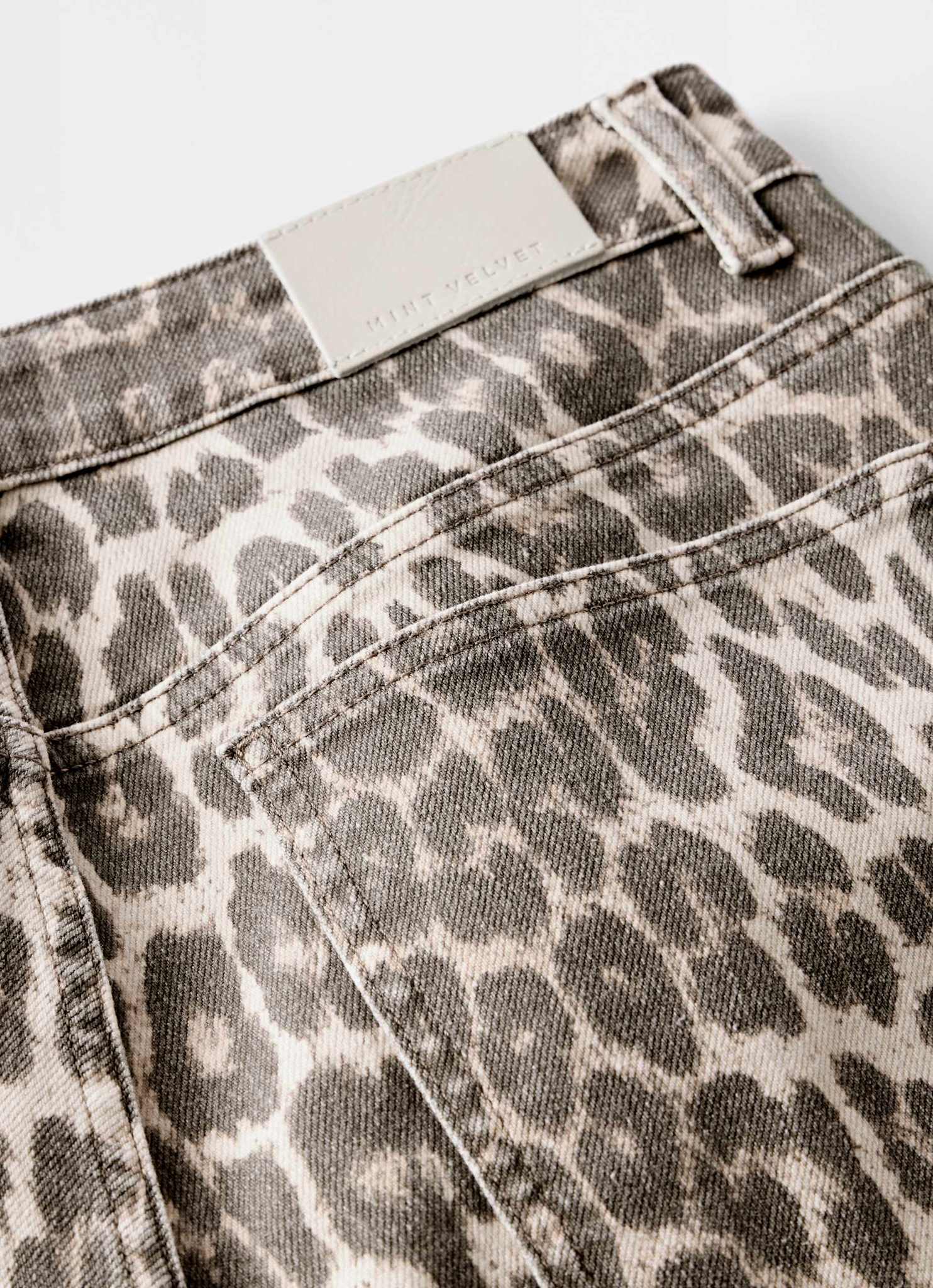 Leopard Print Barrel Leg Jeans
