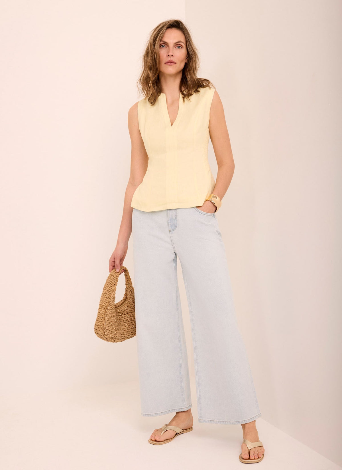 Light Indigo Ankle Wide Jeans