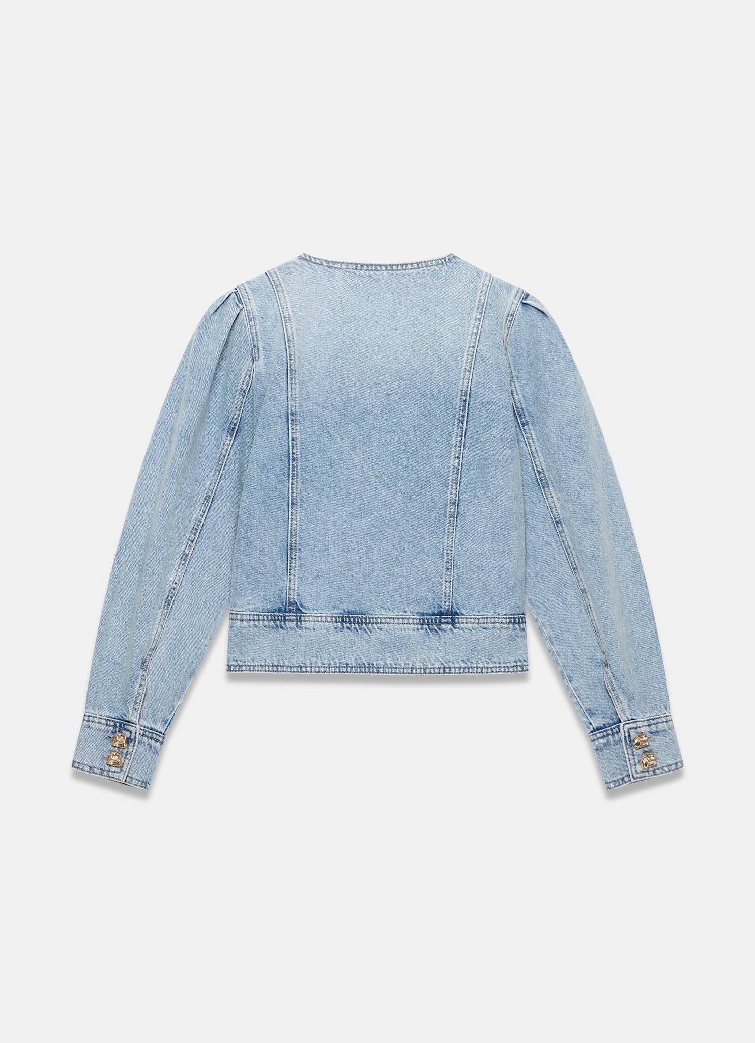 Light Indigo Collarless Denim Jacket