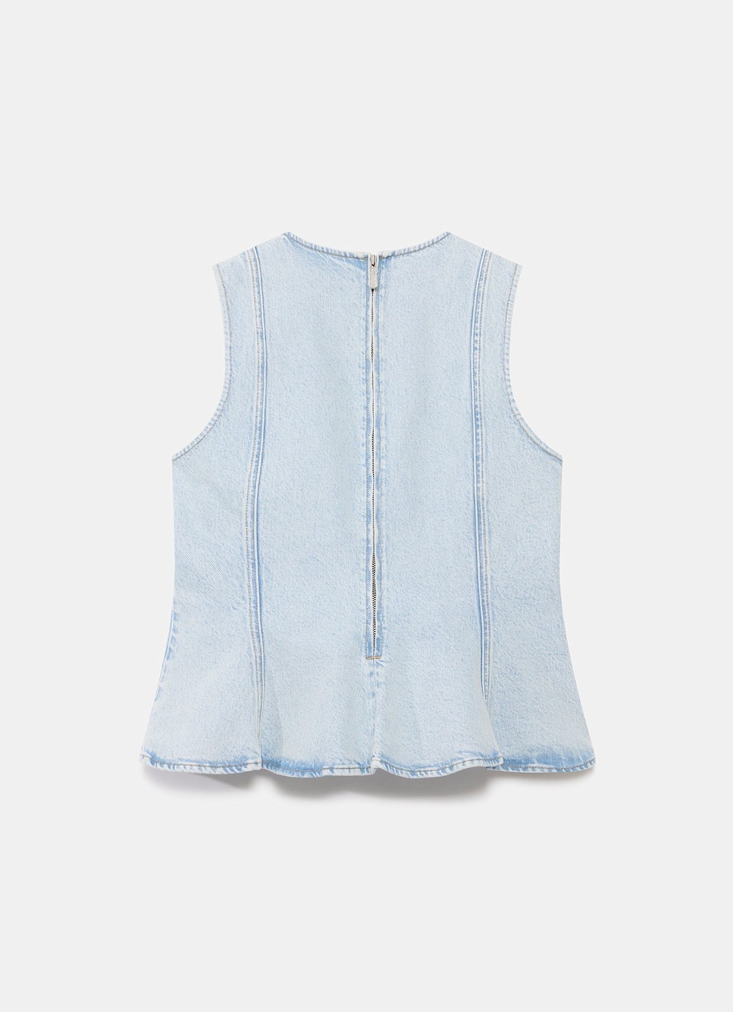 Light Indigo Denim Peplum Top