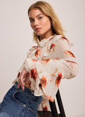 Cream Floral Print Blouse