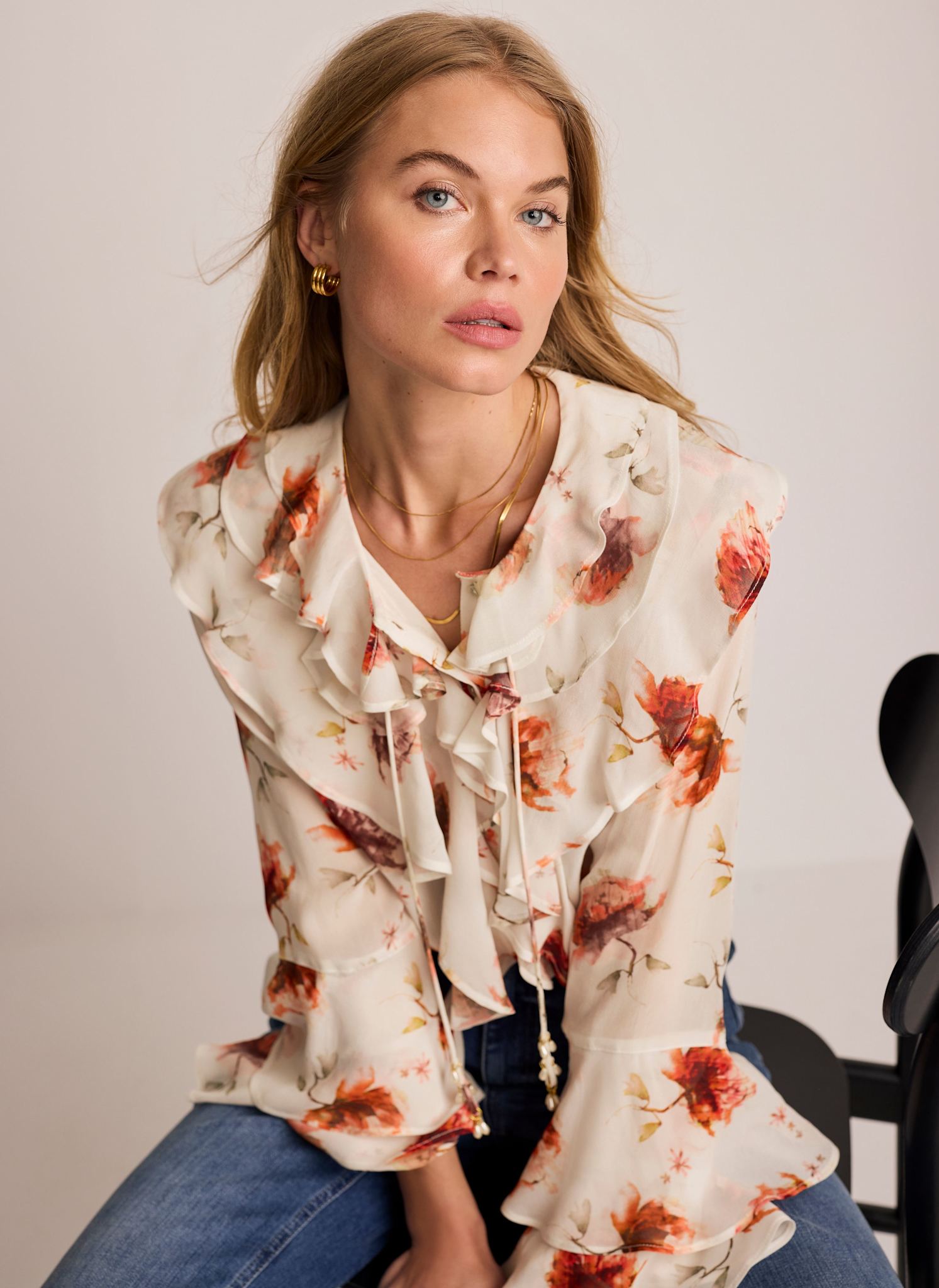 Cream Floral Print Blouse
