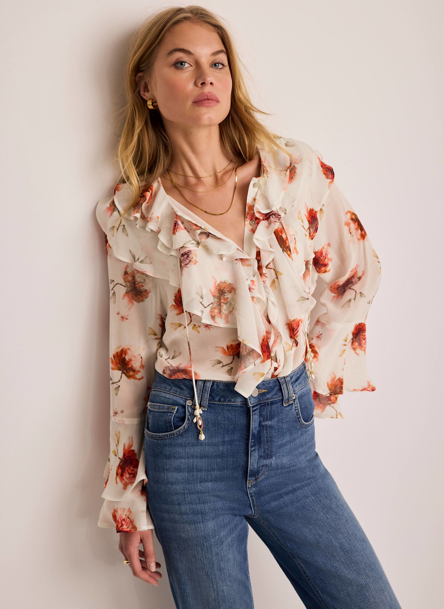Cream Floral Print Blouse