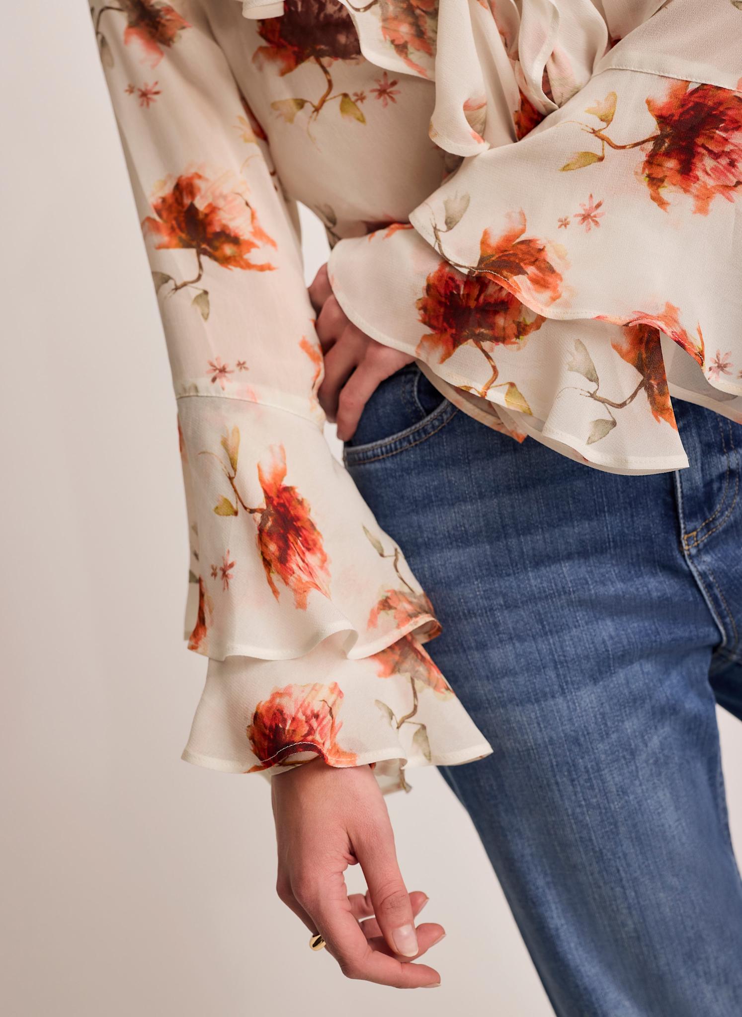 Cream Floral Print Blouse