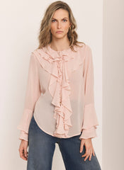 Pink Ruffle Detail Blouse