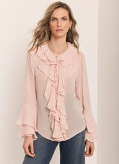 Pink Ruffle Detail Blouse