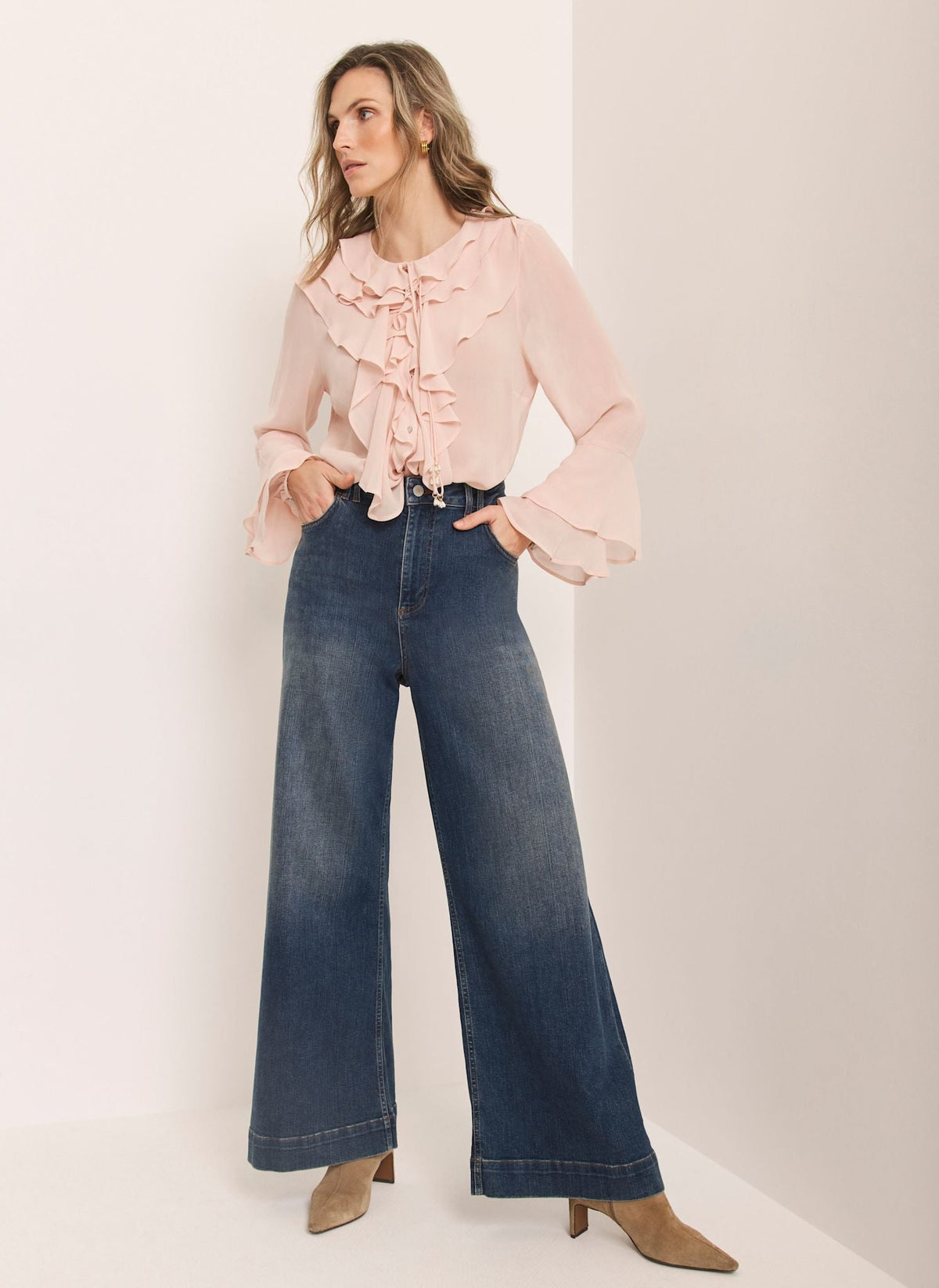 Pink Ruffle Detail Blouse
