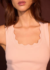 Pink Scallop Trim Vest Top