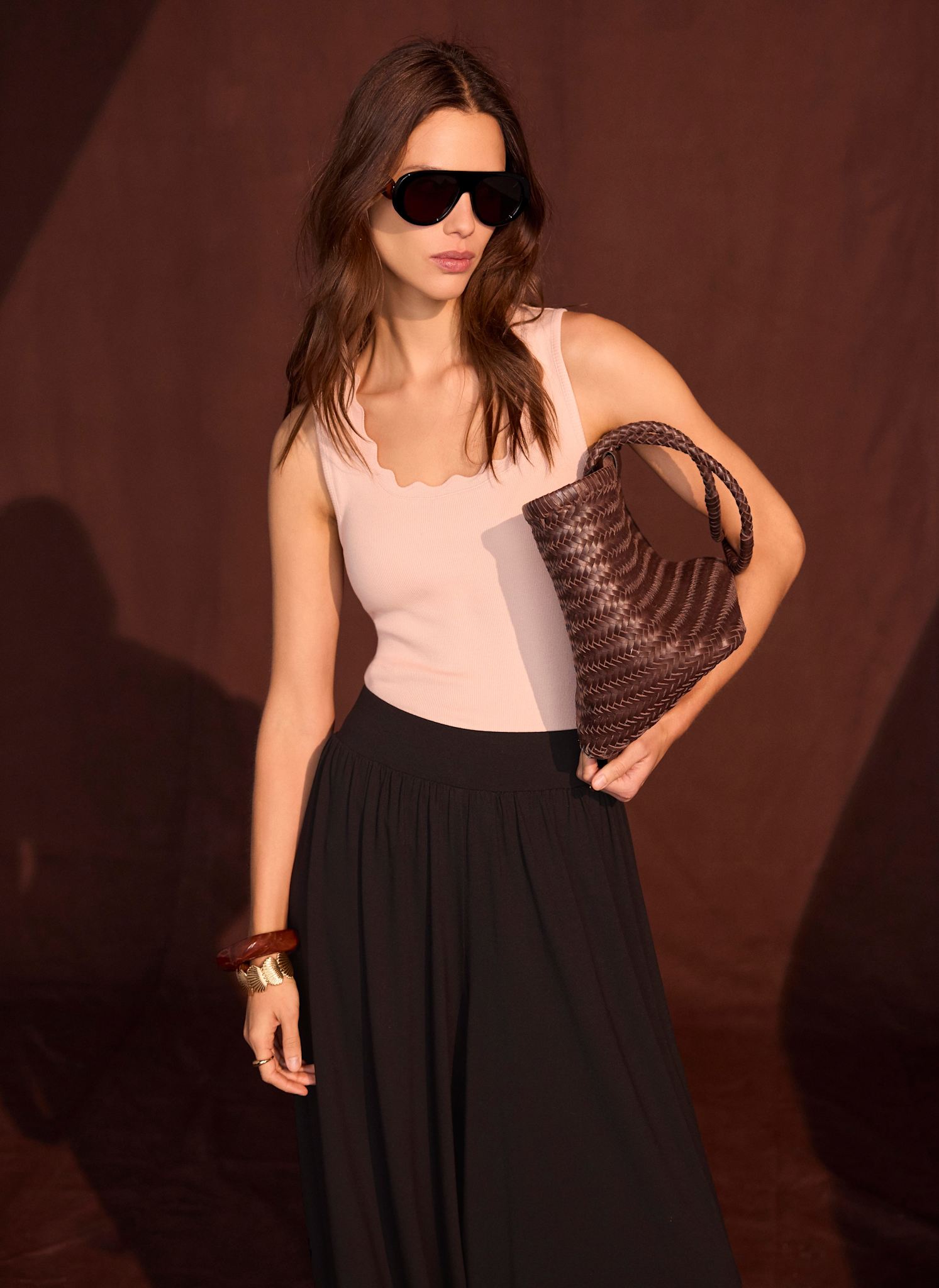 Pink Scallop Trim Vest Top