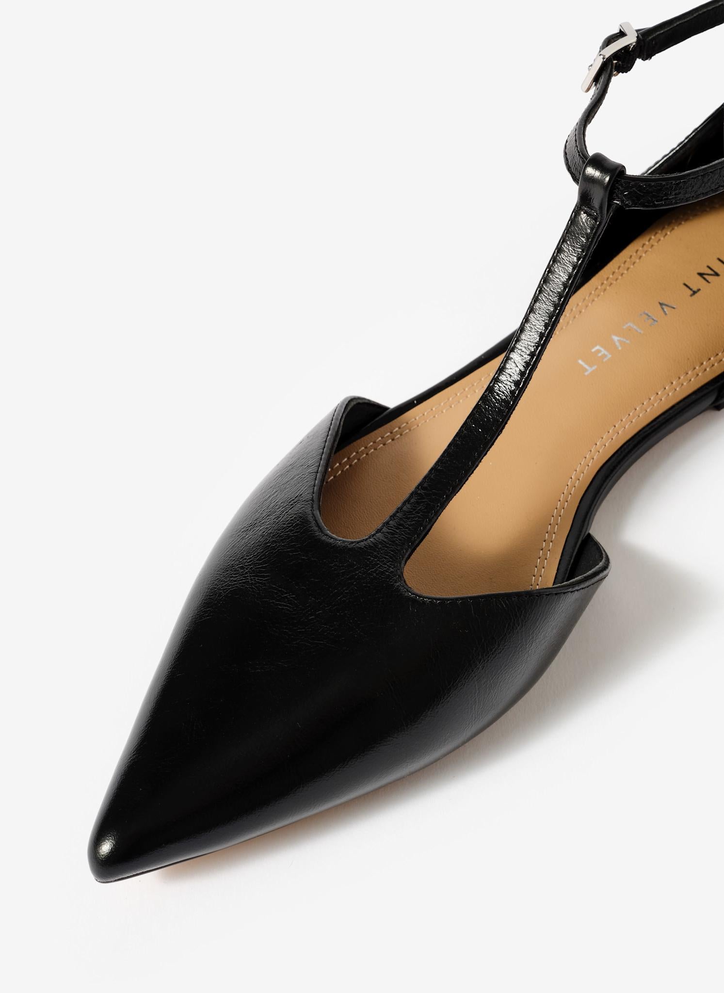 Lila Black T-Bar Flats
