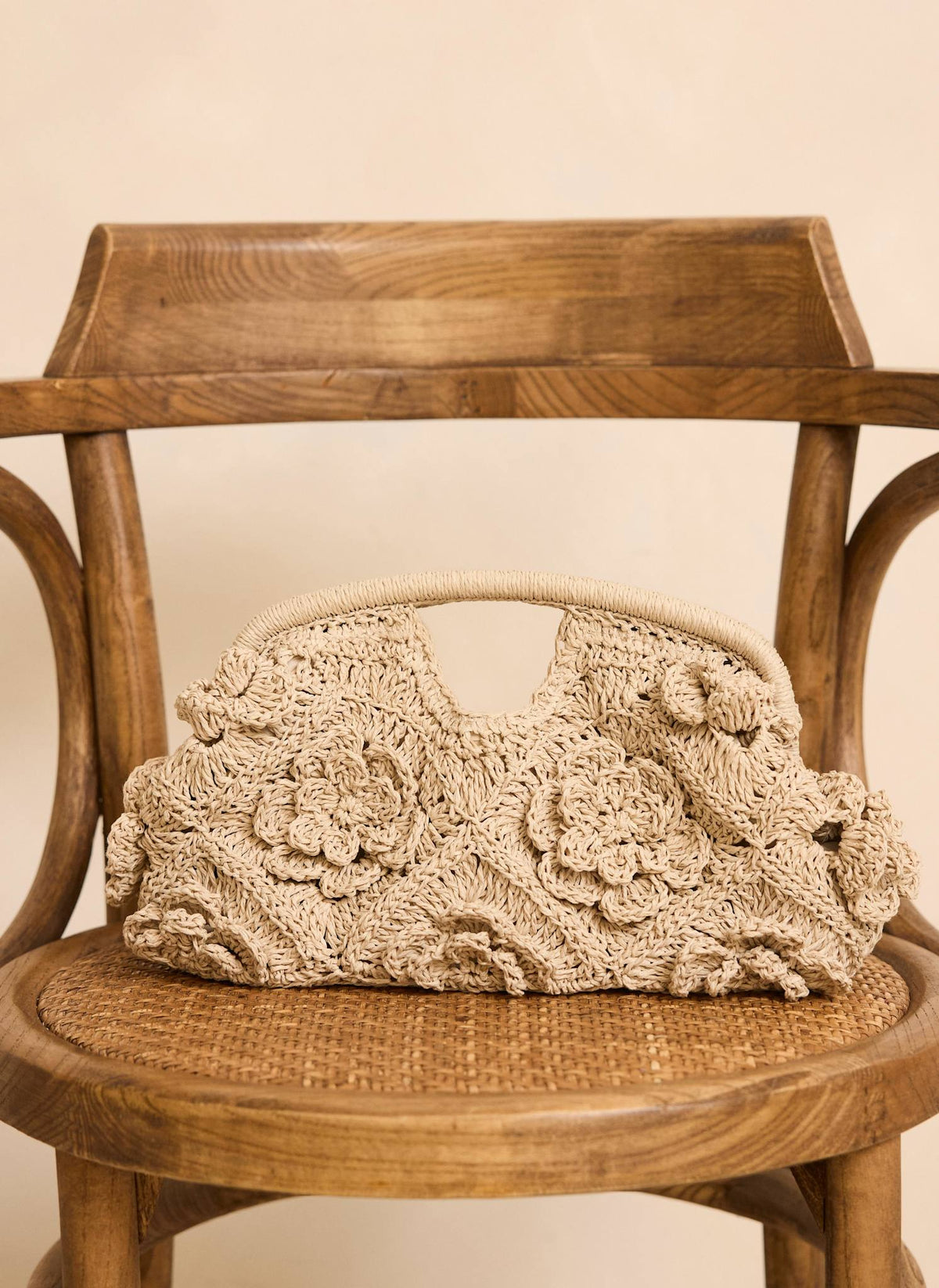 Lila Cream Crochet Clutch Bag