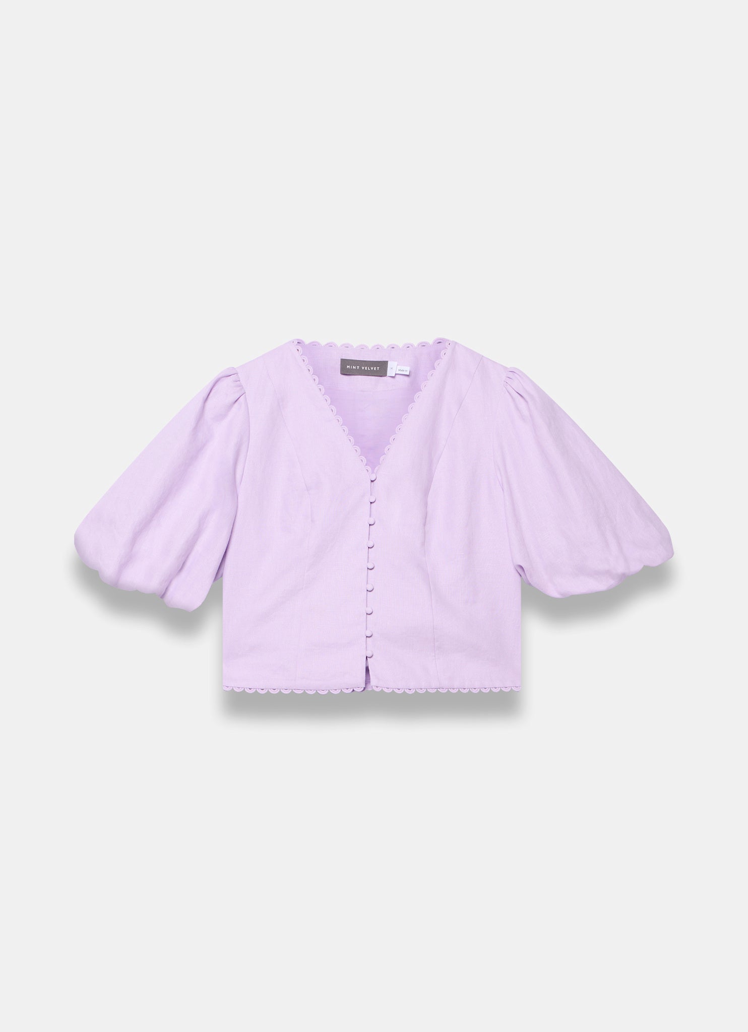 Lilac Linen Puff Sleeve Top