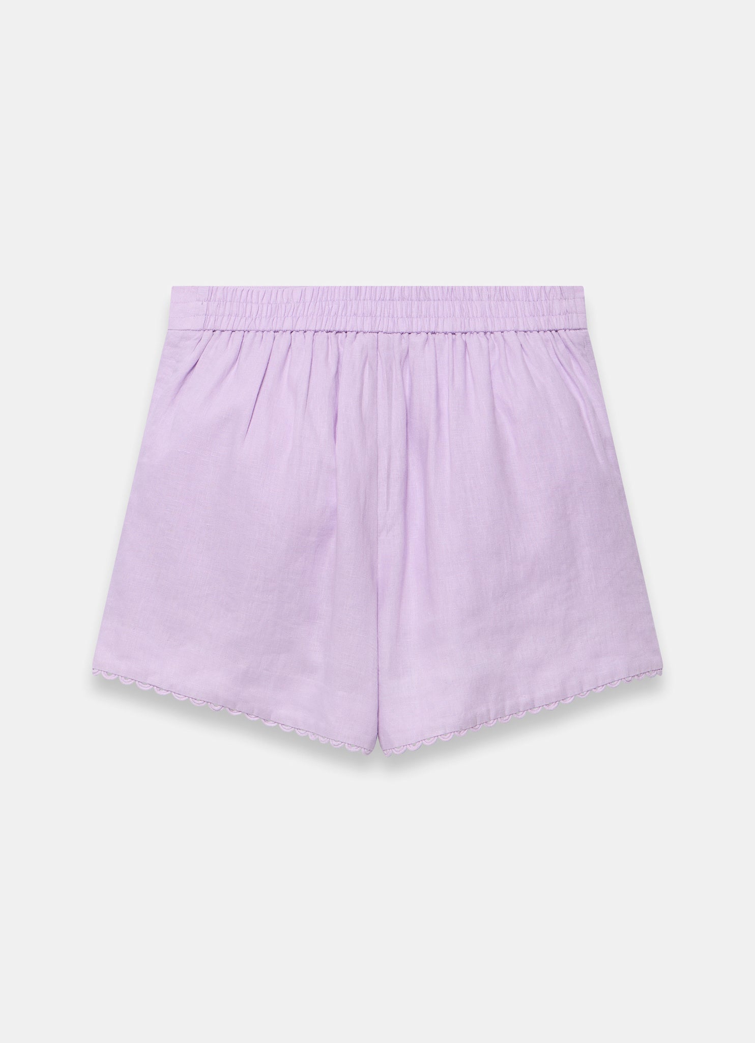 Lilac Linen Scallop Hem Shorts