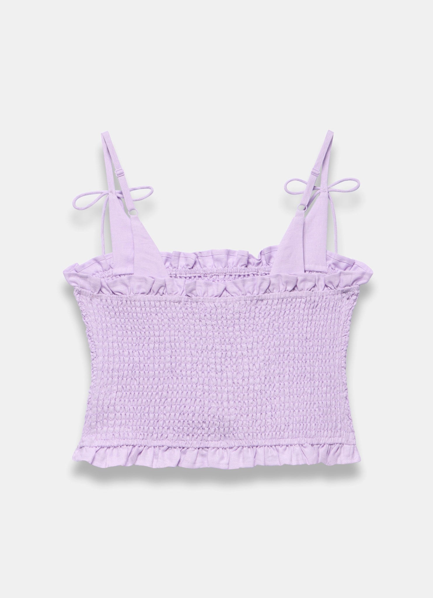 Lilac Linen Shirred Top