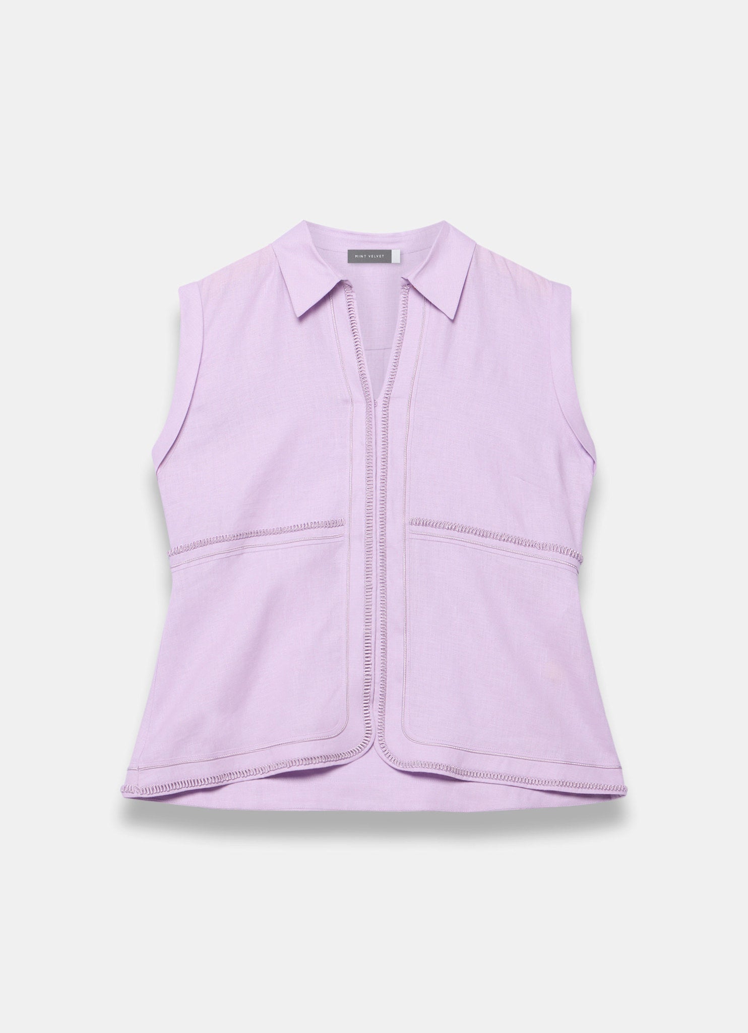 Lilac Linen Sleeveless Shirt