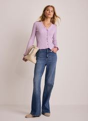 Lilac Ruffle Detail Cardigan