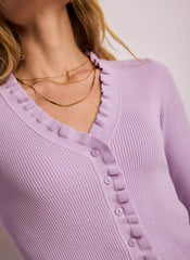 Lilac Ruffle Detail Cardigan