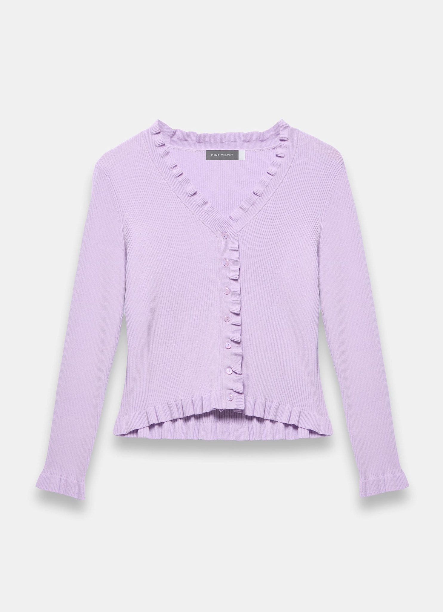 Lilac Ruffle Detail Cardigan
