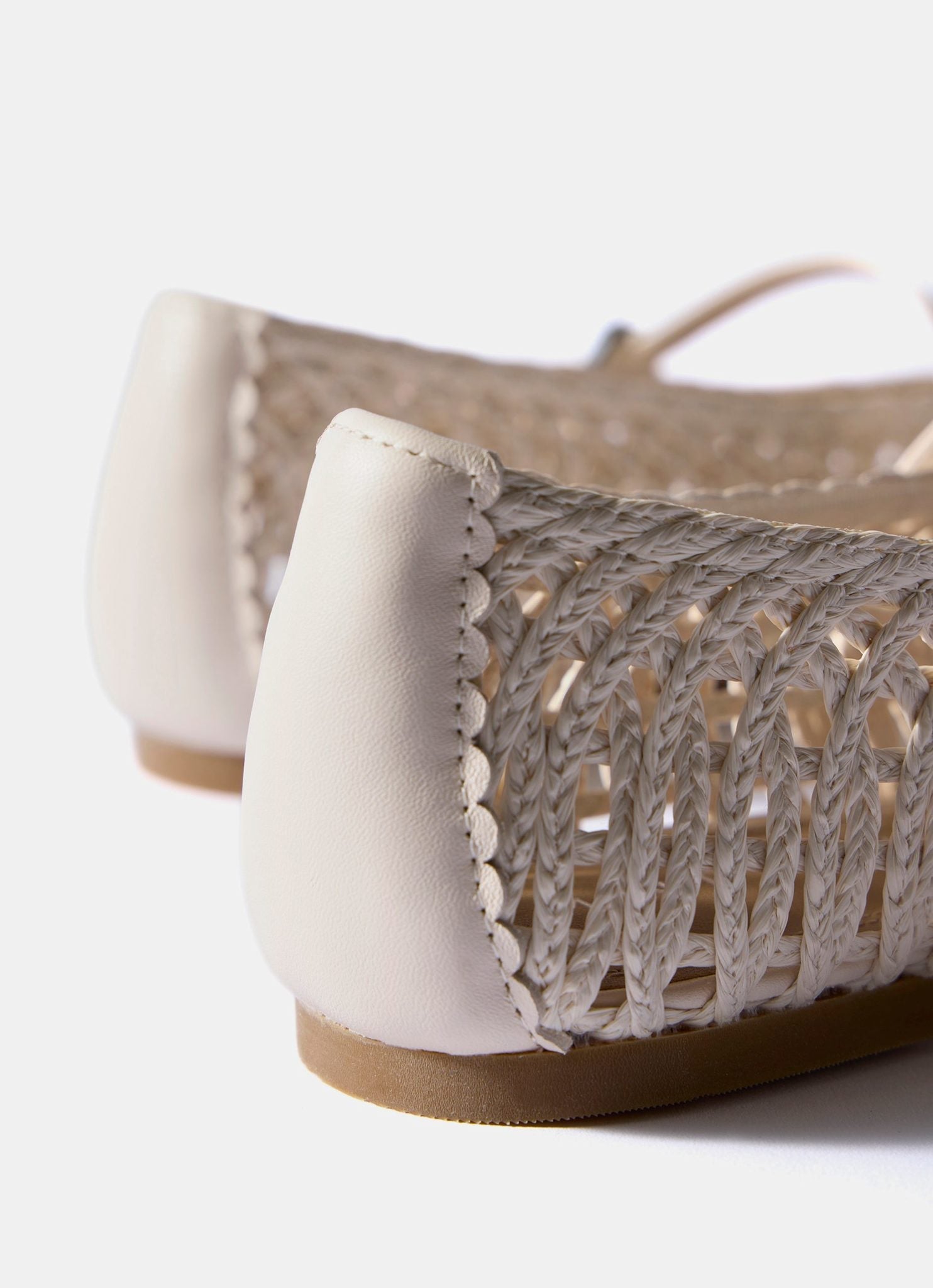 Lily Cream Woven Ballet Flat Pumps