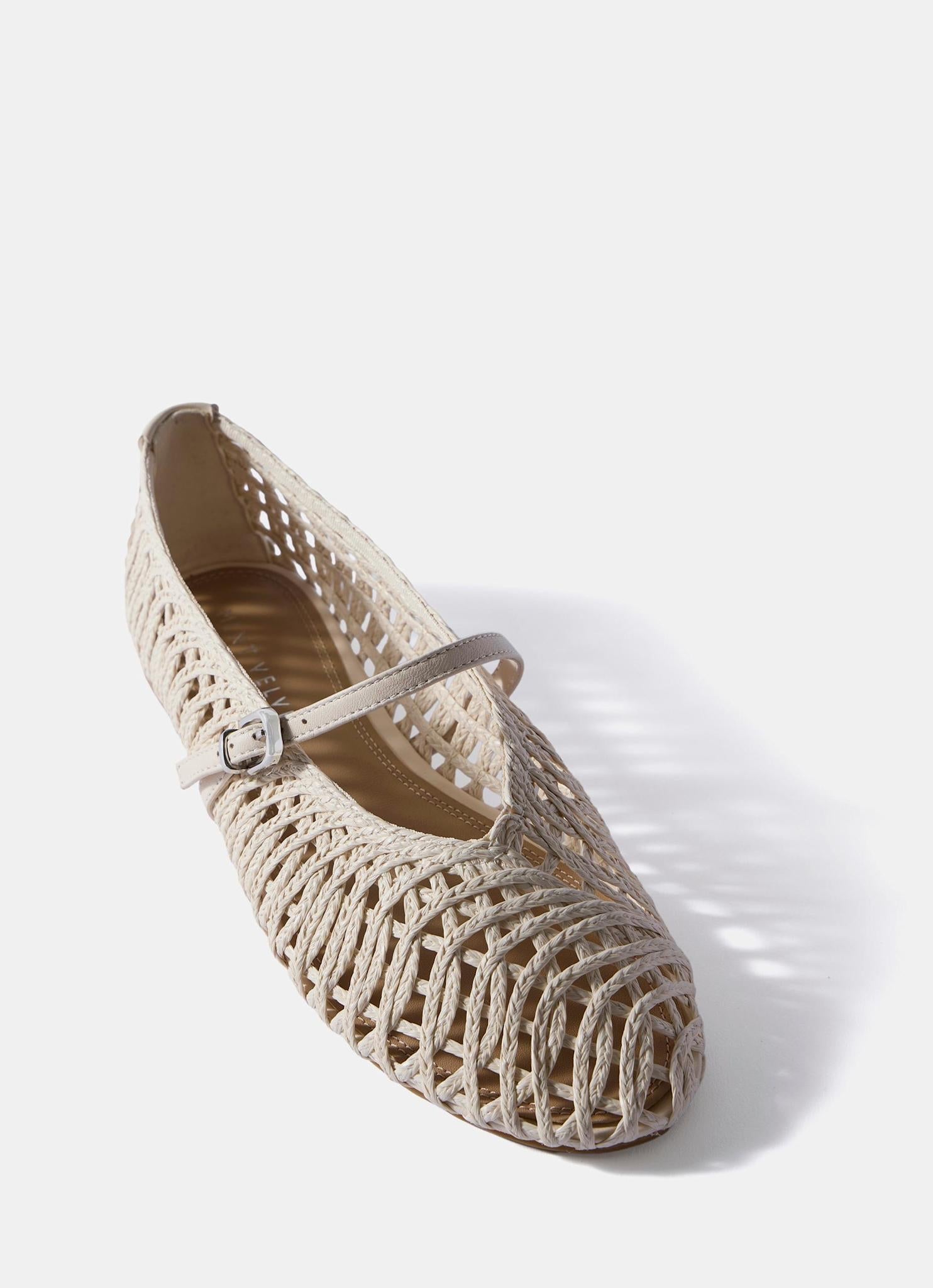 Lily Cream Woven Ballet Flat Pumps