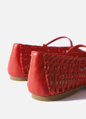 Lily Red Woven Ballet Flat Pumps