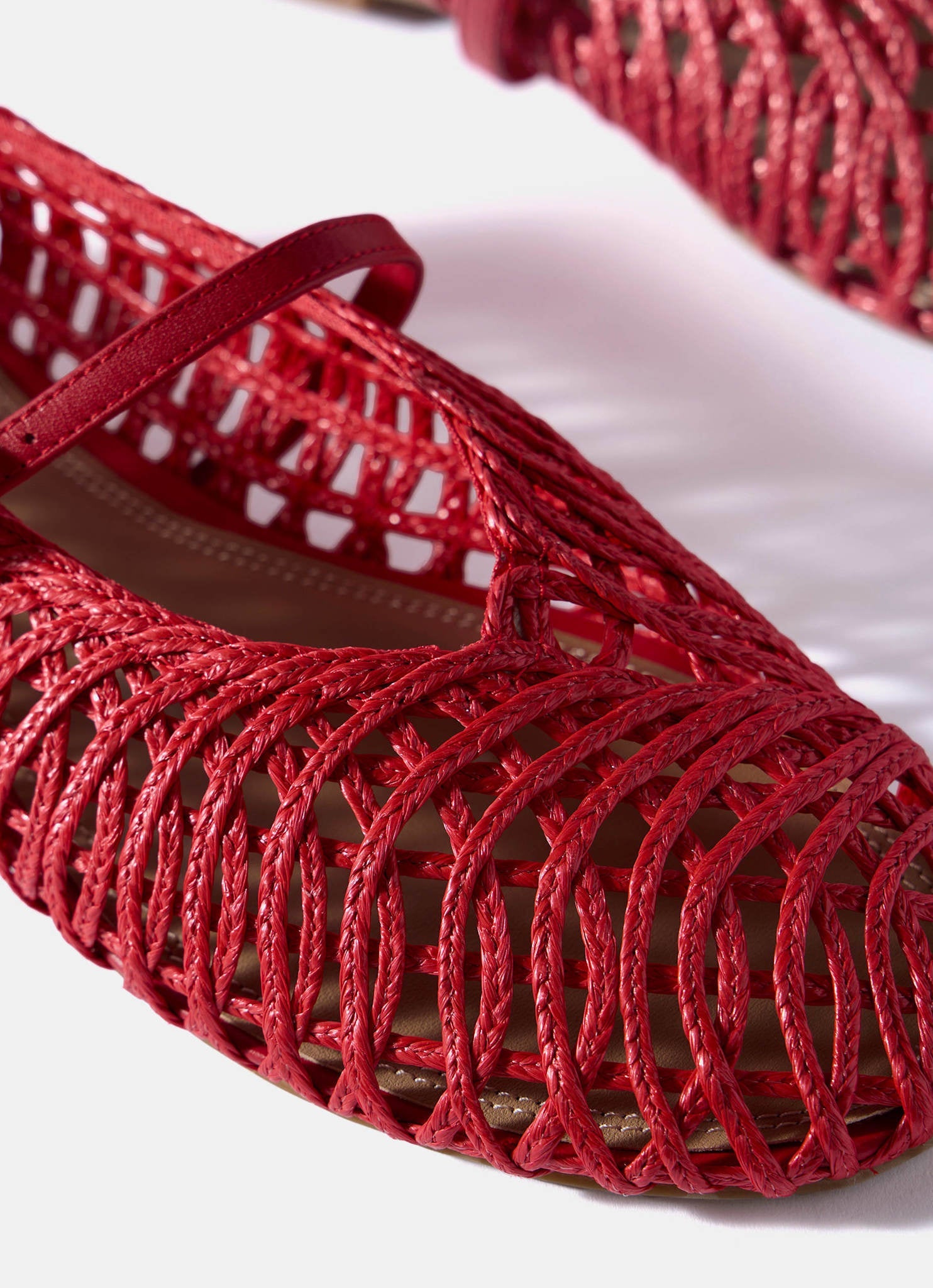 Lily Red Woven Ballet Flat Pumps