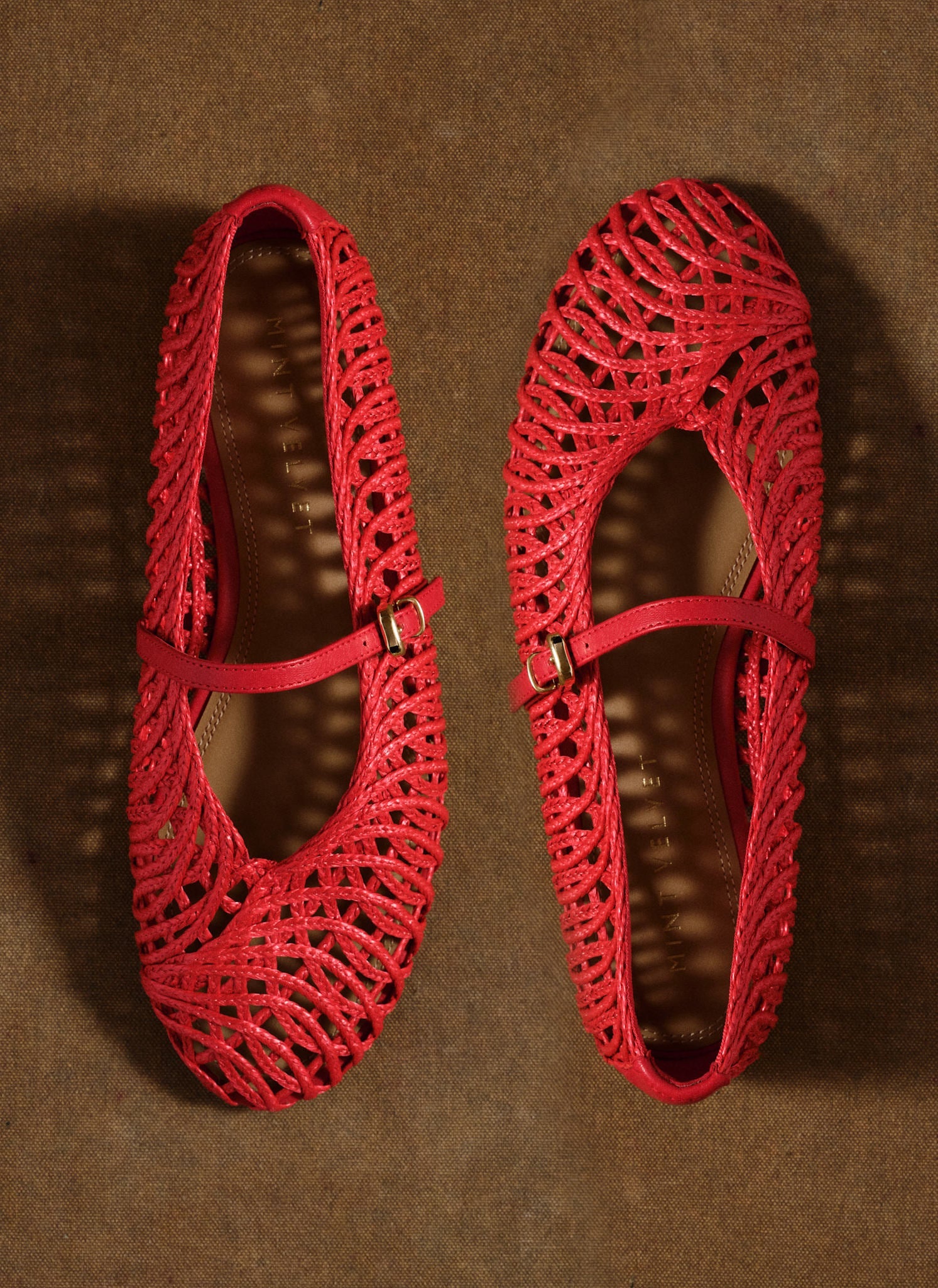 Lily Red Woven Ballet Flat Pumps