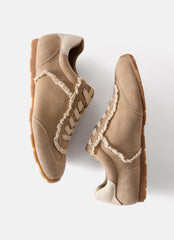 Lina Neutral Suede Lace Detail Trainers