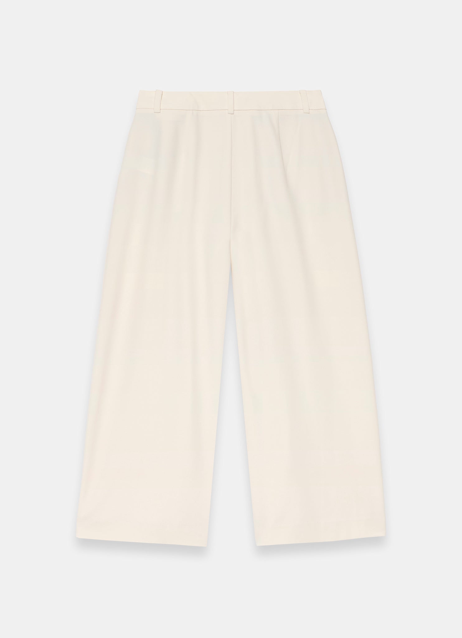 Cream Pleated Cropped Wide Trousers