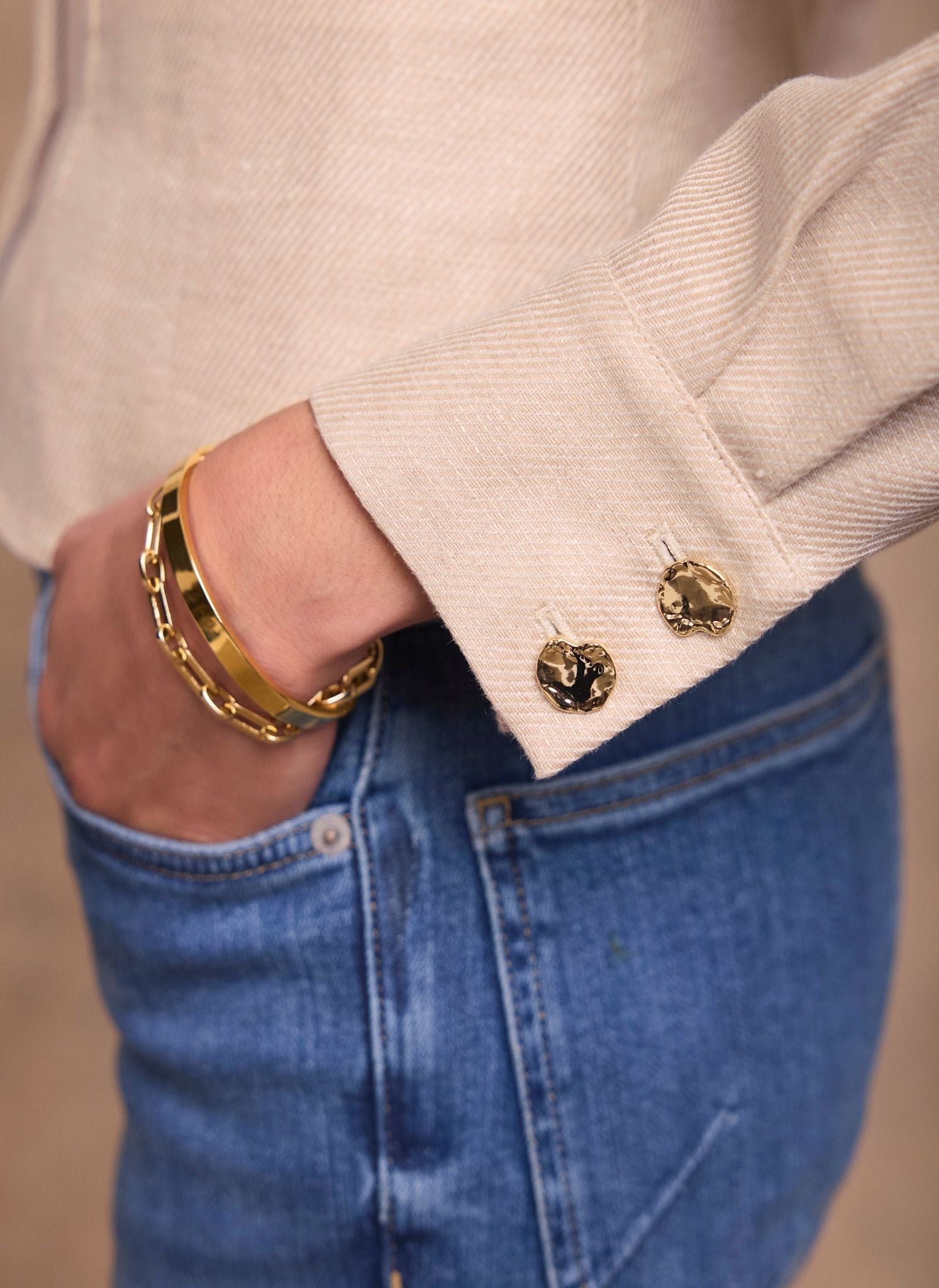 Neutral Linen Cropped Jacket