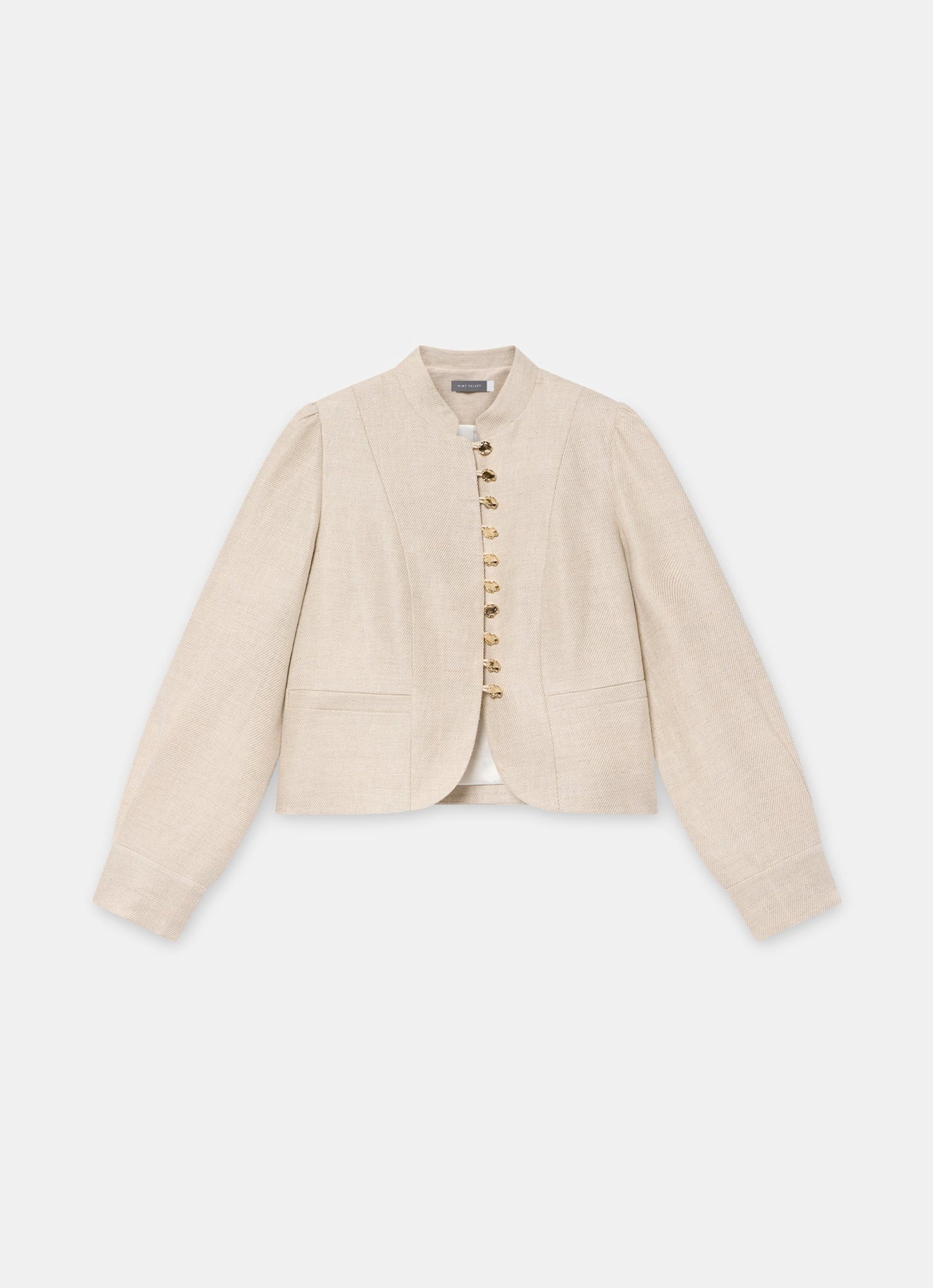 Neutral Linen Cropped Jacket