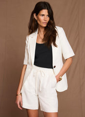 Cream Linen Tailored Shorts