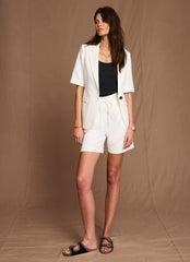Cream Linen Tailored Shorts