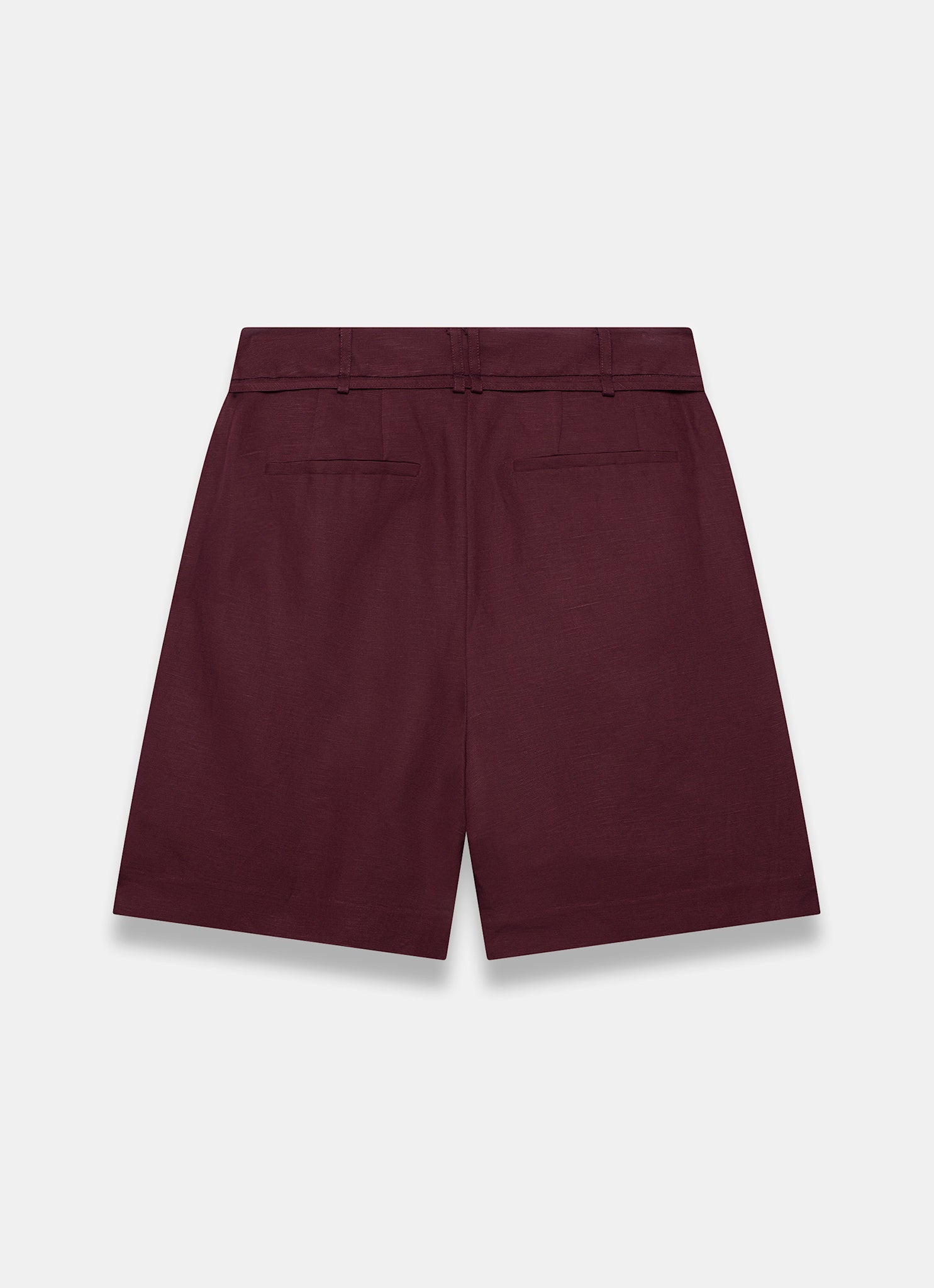 Burgundy Linen Blend Shorts