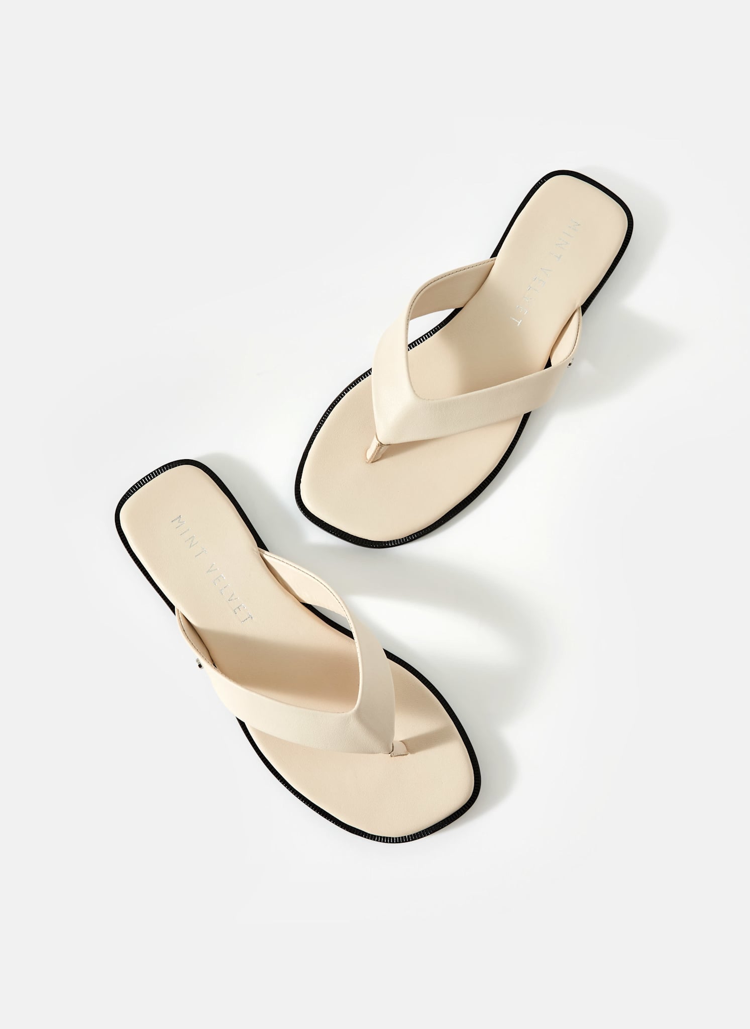 Lula Cream Leather Flip Flop Sandals