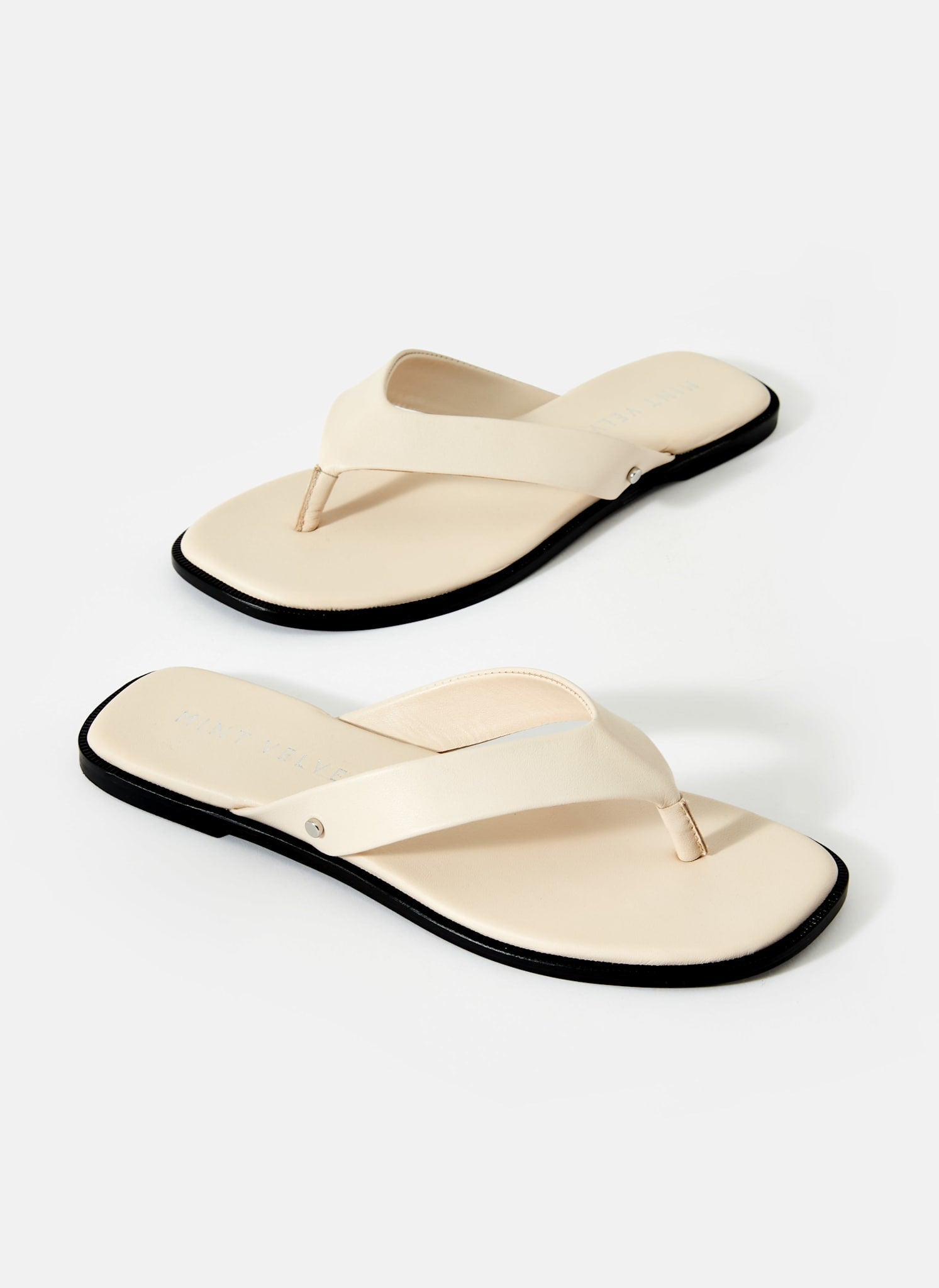 Lula Cream Leather Flip Flop Sandals