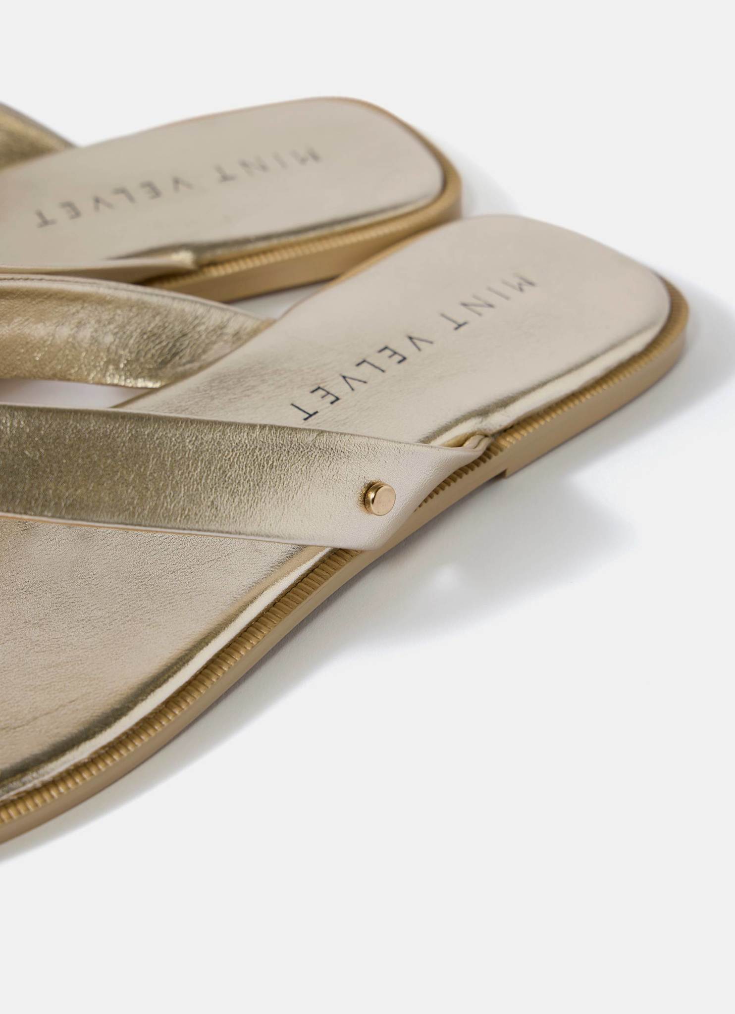 Lula Gold Leather Flip Flop Sandals