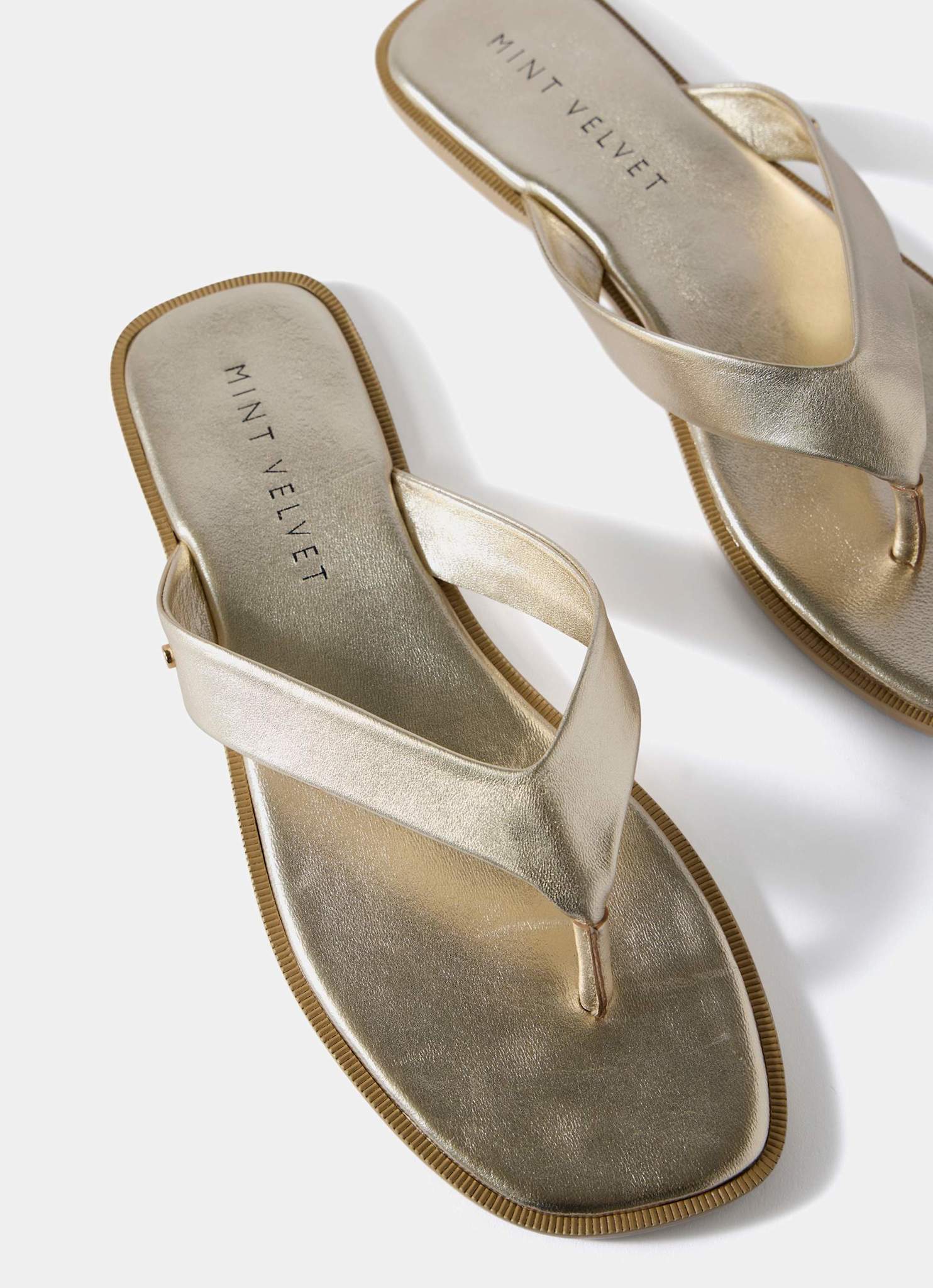 Lula Gold Leather Flip Flop Sandals