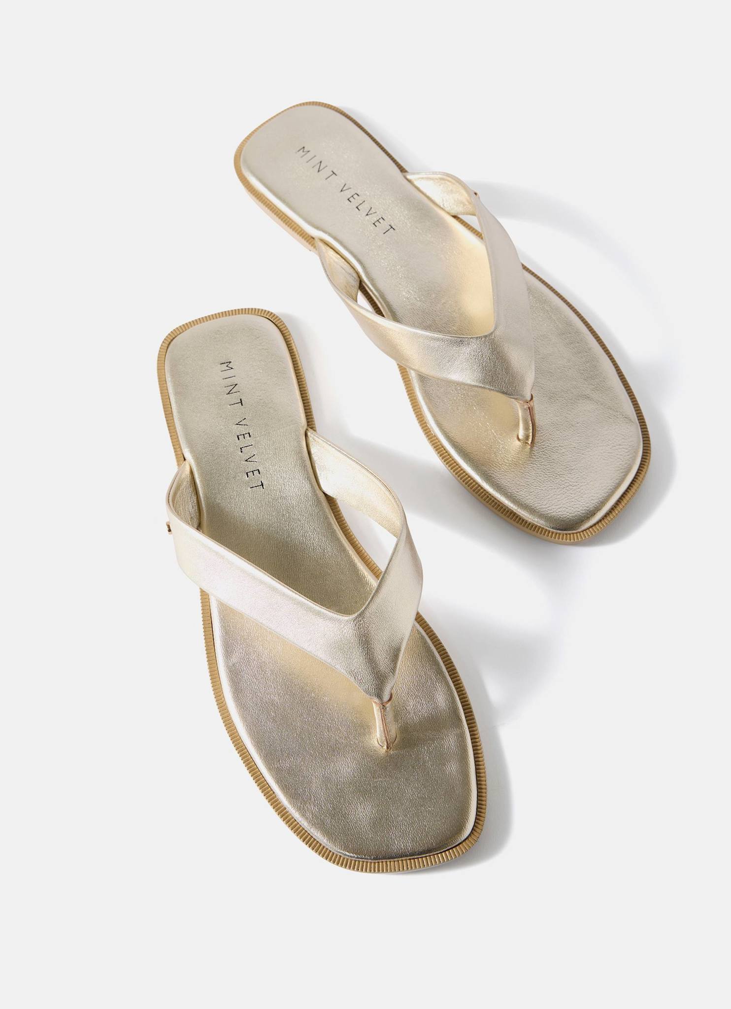 Lula Gold Leather Flip Flop Sandals