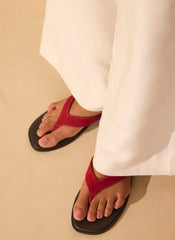 Lula Red Suede Flip Flop Sandals