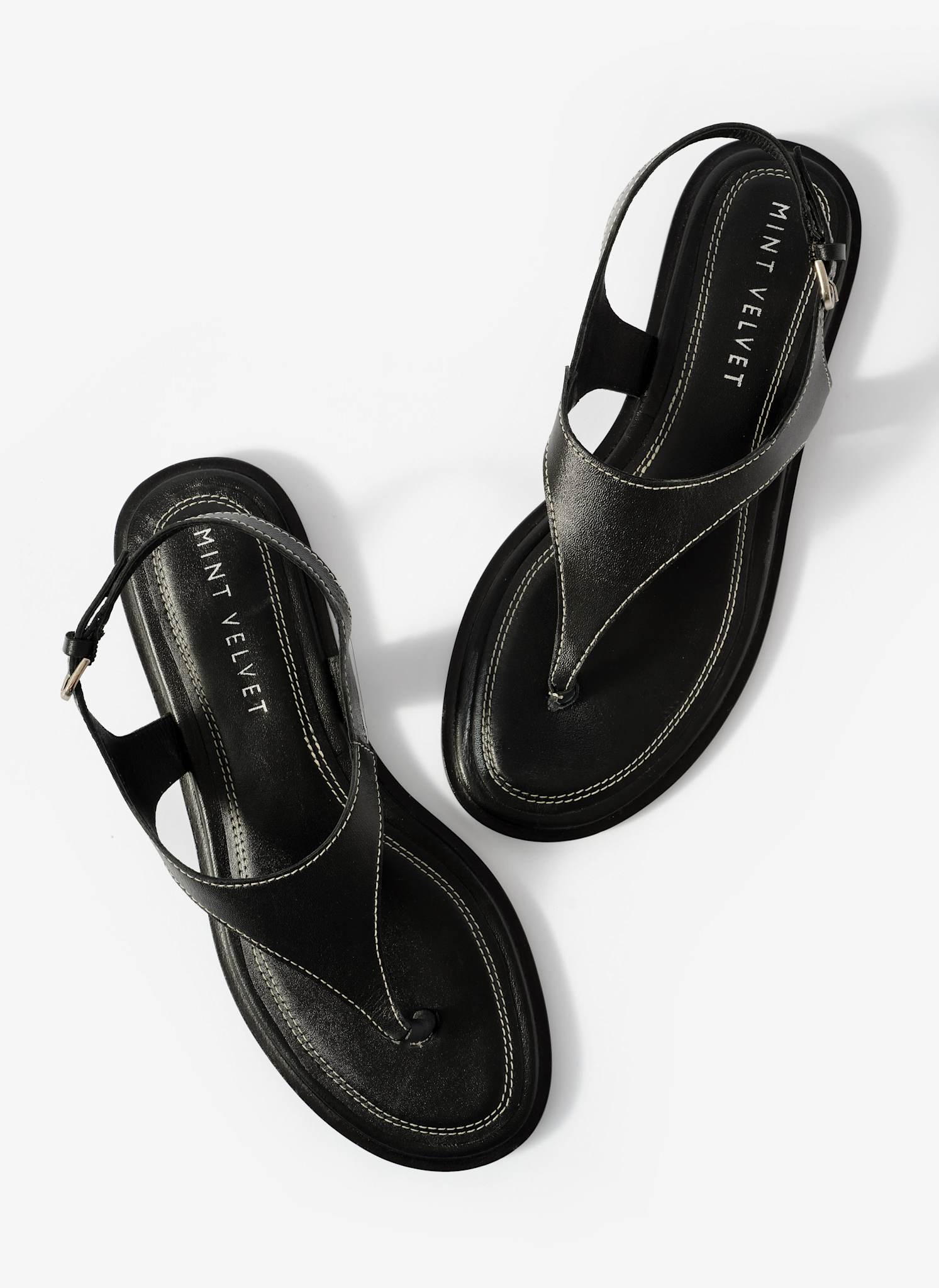 Luna Black Slingback Leather Sandals
