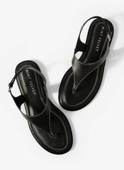 Luna Black Slingback Leather Sandals