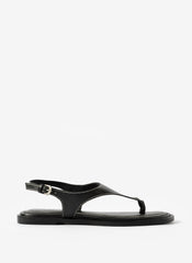 Luna Black Slingback Leather Sandals